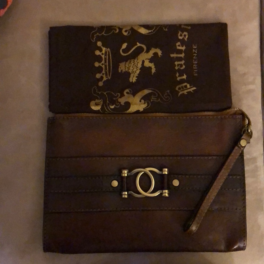 Great for fall!!! Leather pratesi clutch.